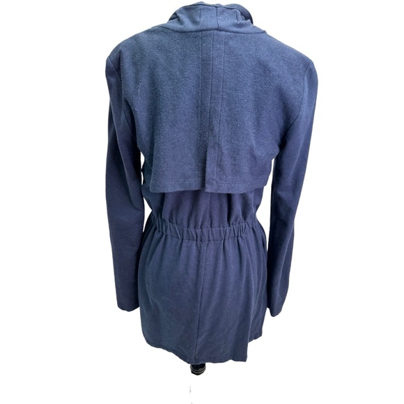 Rebecca King Deep Blue Suede Trench Cardigan Coat Size S - Picture 9 of 12